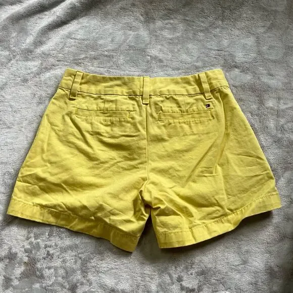 Tommy Hilfiger Women's Size 0 Bright Yellow Flat Front Chino Shorts - Picture 3 of 3